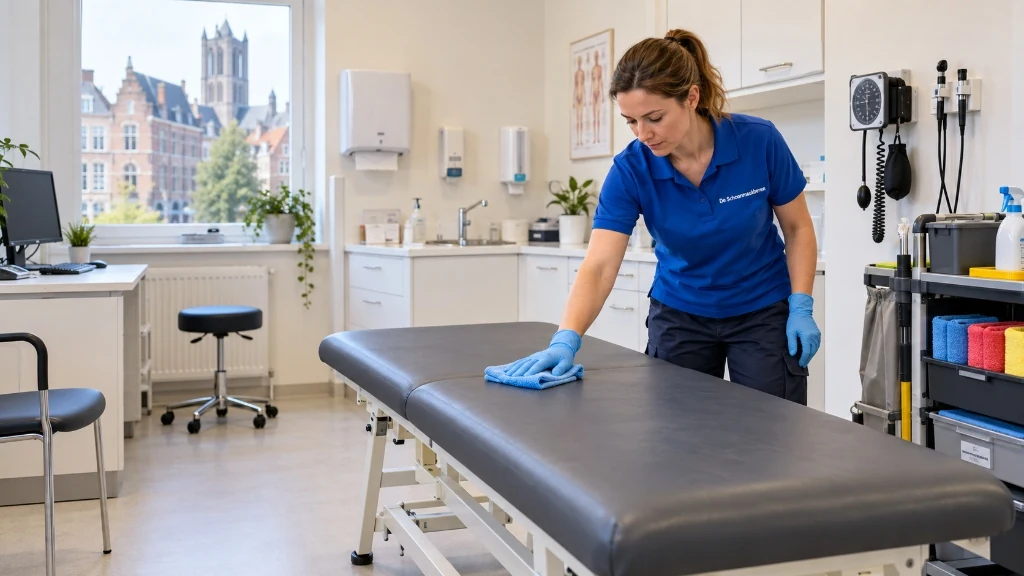 Medische schoonmaak Gent in een heldere, propere onthaalruimte van een zorgcentrum
